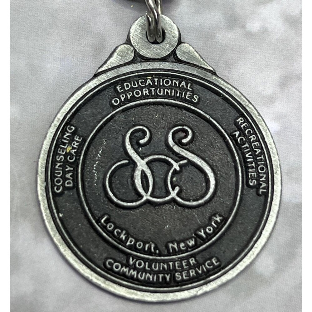 SCS Lockport New York Volunteer Community Services Vintage Keychain Keyring
